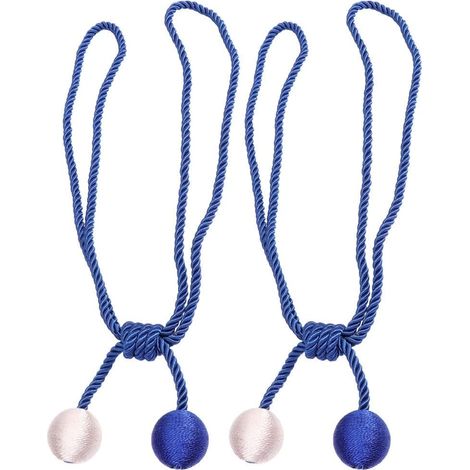 de Rideau Bicolore Double Boule Paire Bleu Profond (1/5)