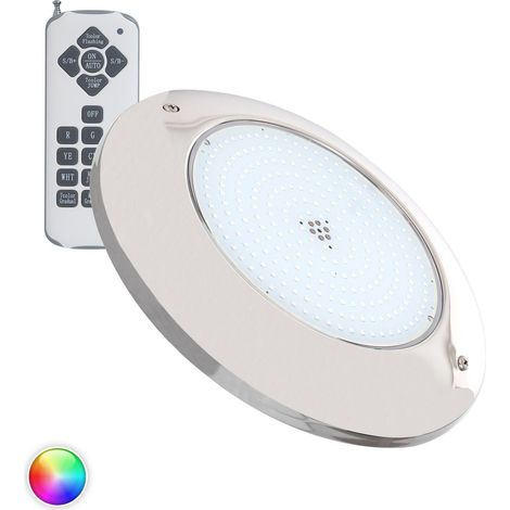 Foco Piscina Superficie LED RGB Sumergible 12V AC IP68 Acero Inoxidable 20W Sí RGB