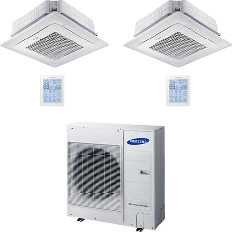 Samsung Mini-Kassetten-Klimaanlage, 4-Wege, Windfree, 18000 + 18000 BTU, Dual-Split, R32, Inverter, mit E.U., AJ080TXJ4KG/EU, Klasse A++/A+