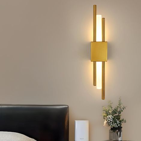 10-W-LED-Wandleuchte für Badezimmerspiegel mit Schalter, doppelte parallele zylindrische Wandleuchte für Wohnzimmer, Flur, Treppenhaus, warmweiß 3000 K, Gold (1/5)