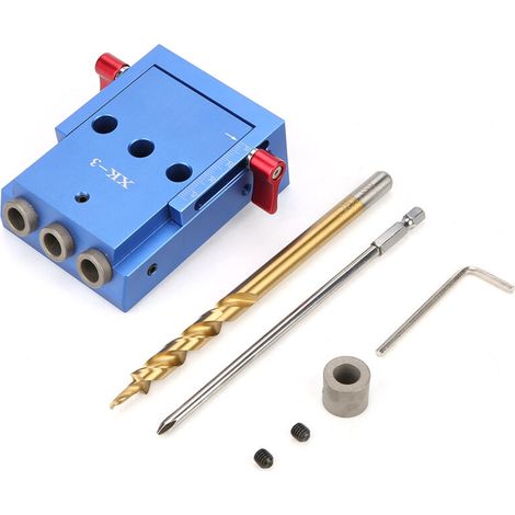 Kit de perforación para uniones de bolsillo: guía angular profesional de aluminio, 100 × 69 × 38 mm, ideal para trabajos de carpintería caseros.