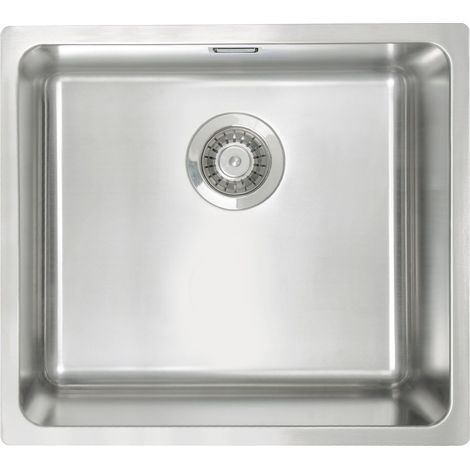 Einbauspülbecken Chrom eckig 49 cm aus Edelstahl mit Raumsparsiphon "Egeria"