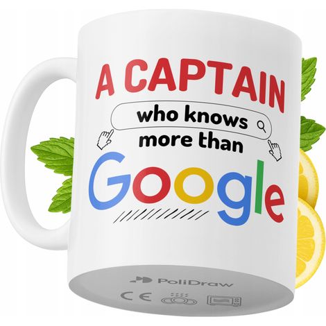 Mug humoristique « Capitaine » avec texte amusant et design graphique. Idéal pour les anniversaires, les fêtes et les occasions spéciales. Mug premium pour la maison, le bureau et le travail. Blanc, 3