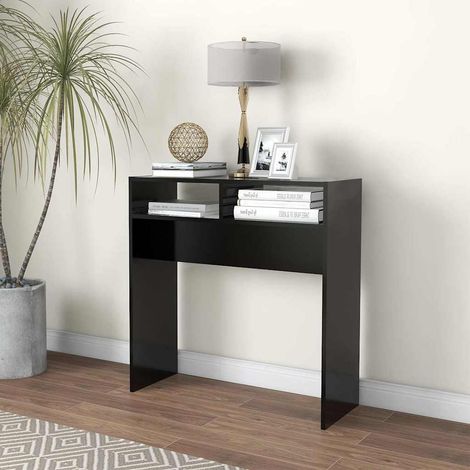 vidaXL Table console noir 78x30x80 cm bois d'ingénierie (1/5)