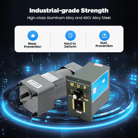 Moteur électrique à Réglage Continu 90W 100K, Moteur à Engrenages avec Vitesse Réglable 0-90r/min 220V, Asynchrone à Courant Alternatif Monophasé, 3.8nm Couple (1/5)