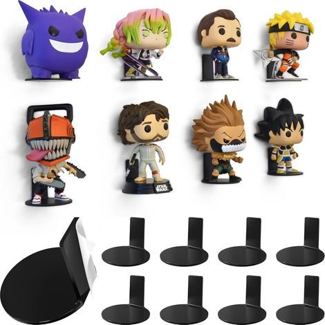 (Noir - Lot de 4) Étagère d'exposition en acrylique pour figurines Funko Pop - Support mural adhésif - Petite étagère flottante pour figurines (1/5)