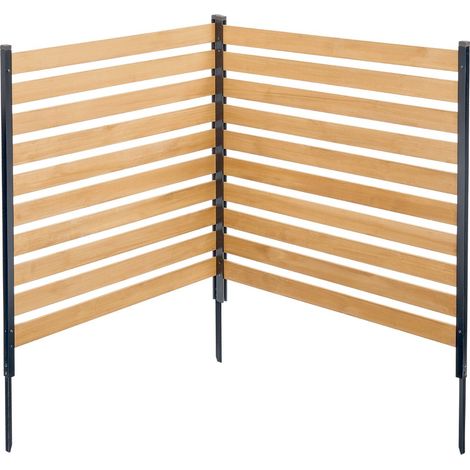 Clôture de confidentialité en bois, clôtures d'écran pour climatiseur à 2 panneaux, 1100 x 982 mm, avec piquets métalliques, installation facile, brise-vue extérieur pour décoration de jardin (1/5)