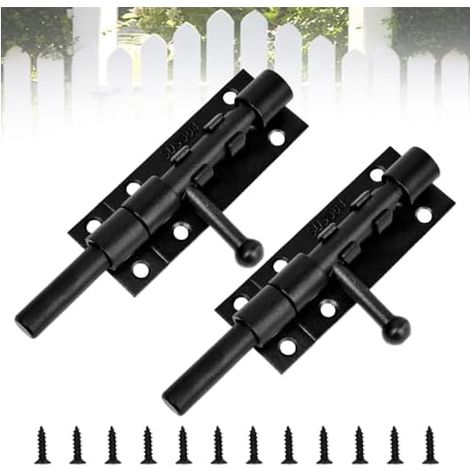 2PCS Verrous Loquet Porte Verroux de Portail Noir Pênes en Acier Inoxydable 304 Serrure de Porte 127 MM Verrou Portes Interieure Verrou Portes Coulissante avec 12 Vis pour Maison Cour (1/5)