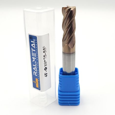 Fresa in metallo duro integrale 10 x 25 x 75 mm, 4 taglienti, durezza 55 HRC (1/5)