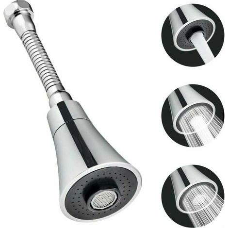 Stainless steel and ABS kitchen faucet with 19 cm pull-out spray head, 360° swivel spout, water-saving aerator, splash guard and 3 spray patterns for kitchen and bathroom (1/5)