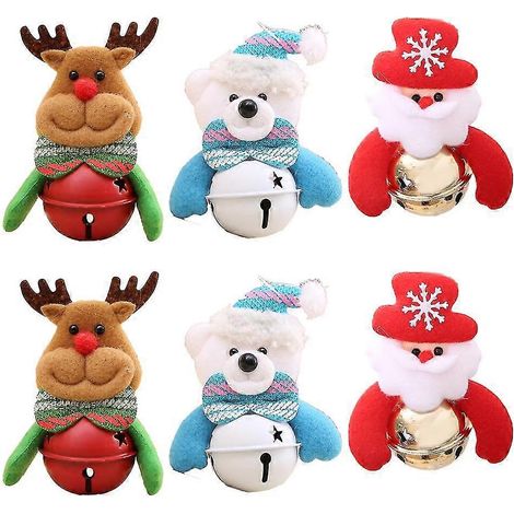 Adornos navideños de campanas con un lindo Papá Noel para la decoración de fiestas navideñas (1/5)