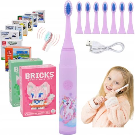 Sonic-Zahnbürste für Kinder, elektrisch, lila + Bürstenköpfe + gratis
