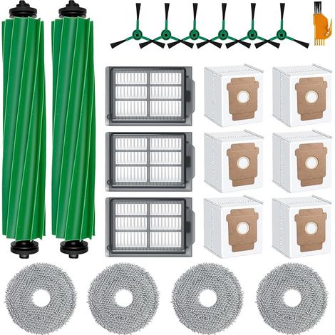 Kit accessoires de 22 pices pour aspirateur Robot iRobot Roomba Plus 505/405, 2 brosses Rouleaux, 4 serpillres, 3 filtres HEPA, 6 brosses latrales, 6 Sacs aspirateur pices de Rechange (1/5)