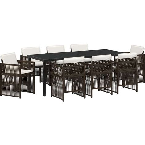 Maison Exclusive - Set da Pranzo per Giardino 9 pcs Marrone