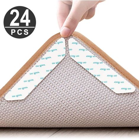 24 Stück Anti-Rutsch-Teppichstopper, Anti-Aufroll-Teppicheckenstopper, Anti-Aufroll-Teppichaufkleber, wiederverwendbare Anti-Rutsch-Teppichaufkleber für Hartholzböden, Teppiche und Auslegware