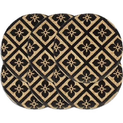 vidaXL Platzsets, 6 Stück, schwarz, rund, 38 cm Durchmesser, Jute (1/4)