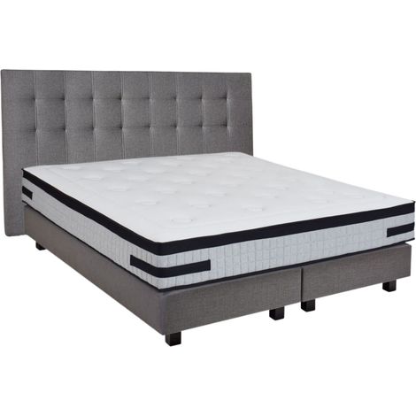 Ensemble matelas 180x200 + sommier + tête de lit gris CONFORTLUXE