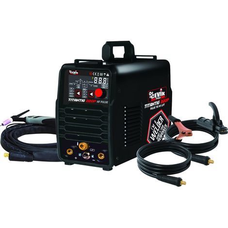 Soudeur Inverter TIG DC + Lift TIG - 220A/200A 30% 230V - Électrodes 4mm - Affichage Digital - Torche TIG, pince, masse incluses