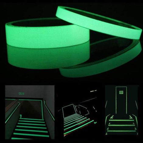 Lot de 2 rouleaux de ruban adhésif phosphorescent - 10 m - Amovible,imperméable et photoluminescent (1/5)