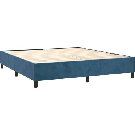 Rete a doghe su gambe giroletto 160x200 cm tessuto velluto blu scuro TDL0207309