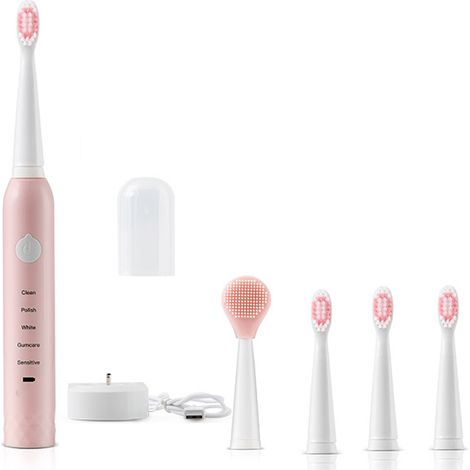 Brosse à dents électrique pour adultes, brosse à dents sonique rechargeable, brosse à dents à poils souples USB, nettoyant visage 2 en 1-AquaForge