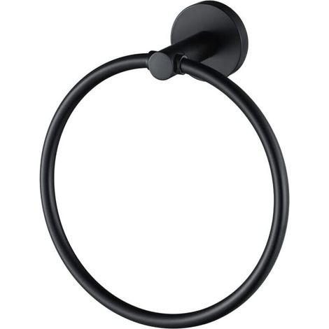 anello portasciugamani in acciaio inossidabile, moderno e minimalista, da appendere alla parete del bagno, colore nero. (1/4)