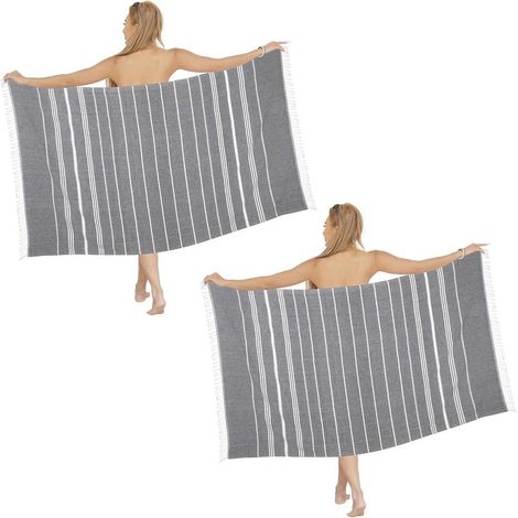 Lot de 2 serviettes de plage extra larges (90 x 180 cm), serviettes turques à séchage rapide (1/5)
