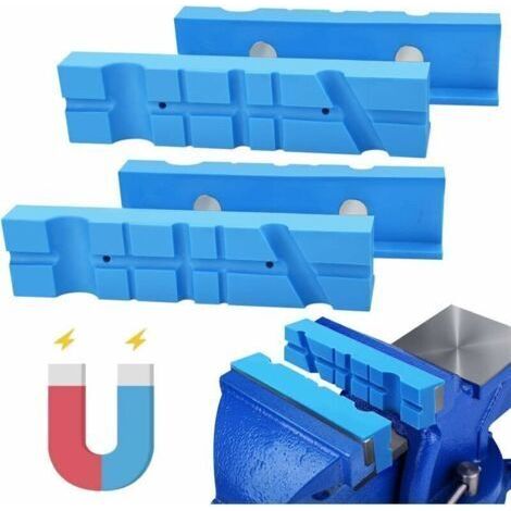 2 PCS Protection d'Étau Magnétique en TPU Mors de Protection pour Étau Souple Protège-mâchoires d'Étau Magnétique Bleu pour Étau d'Établi Fixations, Perceuses, Fraiseuses(14 3.6 3.2cm) (1/4)