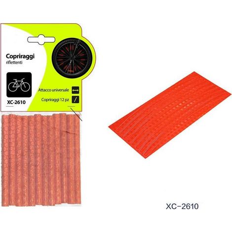 TRADE SHOP - Set 12pezzi Copriraggi Riflettenti Copri Raggi Fluo Per Ruota Ruote Bici Xc-2610 -