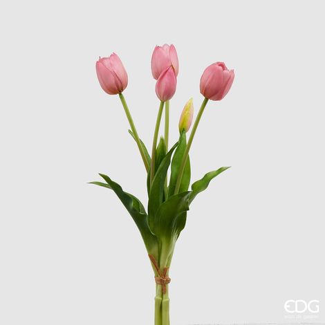 EDG Bouquet 5 Tulipani Olis Chiusi Gomma Malva H 40 Cm (1/4)