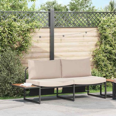 Canapé de jardin-Sofa d'extérieur avec coussin Taupe 200,5 x 70 x 85,5 cm Acier (1/5)