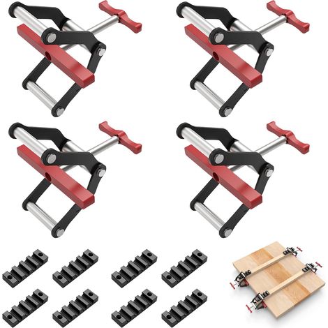 Serre-joint à Quatre Voies, 4 Pièces 4 Voies Pinces à Pression pour Serrer les Panneaux de Pression Quatre Directions avec Bandes Rainurées et Vis pour Menuisiers et Fabricants de Meubles (1/5)