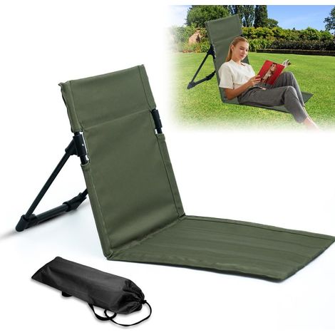 Sedia da pavimento, sedia da spiaggia con schienale, sedia da pavimento, sedia da spiaggia, cuscino pieghevole, resistente, portatile, per giardino, escursionismo, picnic, concerti all'aperto, accesso