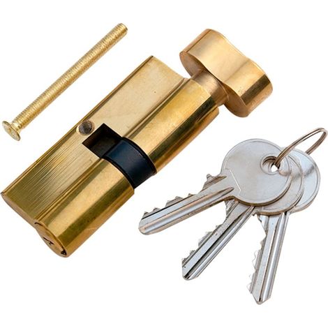 Cylindre de serrure à pouce européen 5 broches BH05708-40-45 mm (longueur totale 85 mm) - Finition laiton poli (1/2)