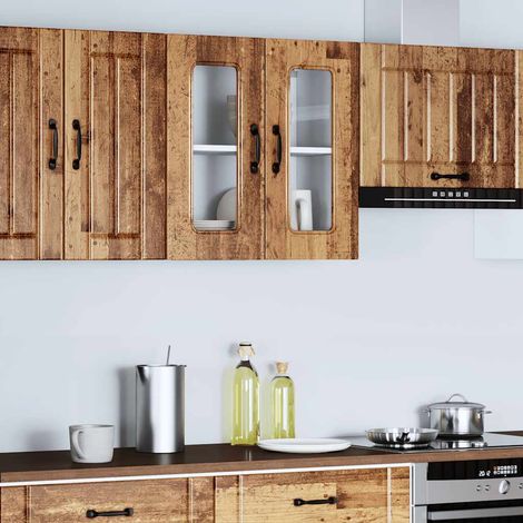 vidaXL Armoire murale de cuisine avec porte vitrée "Kalmar" Bois d'ingénierie ancien (1/5)