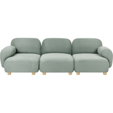 Modular 3 Seater Sofa Light Green Right Hand Fabric Water-Repellent Sectional 3 Piece Sofa Wooden Legs Modern Single-Seat AMLI