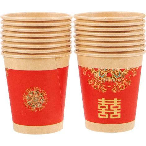 Lot de 50 gobelets en papier jetables pour mariage (café, jus, thé)-8.50X7.00X7.00CM (1/4)