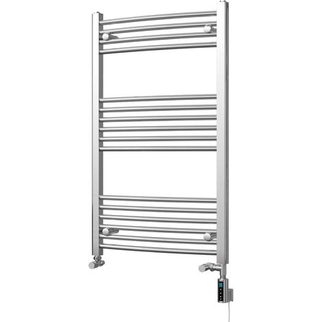 Zennor - Chrome Dual Fuel Towel Rail H1000mm x W600mm Thermostatic WIFI - Curved (1/3)