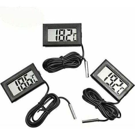 Mini Digital LCD Thermomètre Température avec Sonde de Température Capteur Testeur pour Réfrigérateur Congélateurs Aquarium (3X Noir) (1/5)