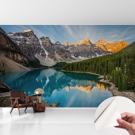 Tapete Selbstklebend - abwaschbar - Tapete mit Motiv - trendige Wanddeko - elegant Fototapete Bergspiegelung 416x254 cm (1/5)