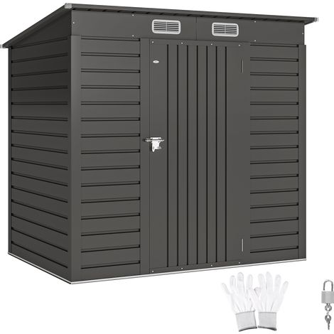 Metall-Gartenschuppen, 2,3 m² – sicherer Geräteaufbewahrungsbereich – Schuppen mit abschließbarer Tür – Maße: 191 x 130 x 166,5–183 cm