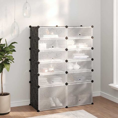 vidaXL Shoe Rack Black 94x37x125 cm PP (1/5)