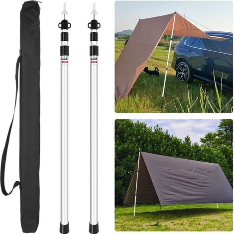Set of 2 Adjustable Aluminium Tent Poles 230 cm Antique White (1/5)