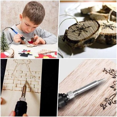 Fer à Souder 60W Kit, Fer a Pyrogravure Kit de Pyrogravure sur Bois, 200℃450℃ Température Réglable Souder Électrique, 37 en 1 Stylo de Graveur sur Bois pour Réparation Soudage Brasage Quotidiens (1/5)