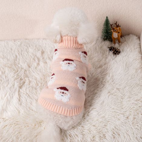 Pull Chien - Pull Noël Tricoté en Polyester - Motif Père Noël - Pour Chiens et Chiots - Taille S (1/5)