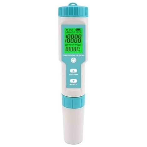 FENOPLASTICATesteur de salinit de piscine Compteur de pH et de salinit d\\'eau sale Numrique 5 en 1 Testeur de pH et de salinit de piscine Compteur de salinit pour piscine, bain remous et spa de nage (1/4)