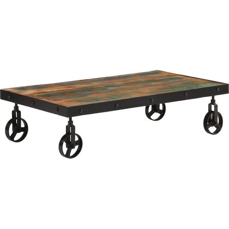 Table basse roulettes-Table Salon bois de récupération massif 100x55x26 cm 787540 (1/5)