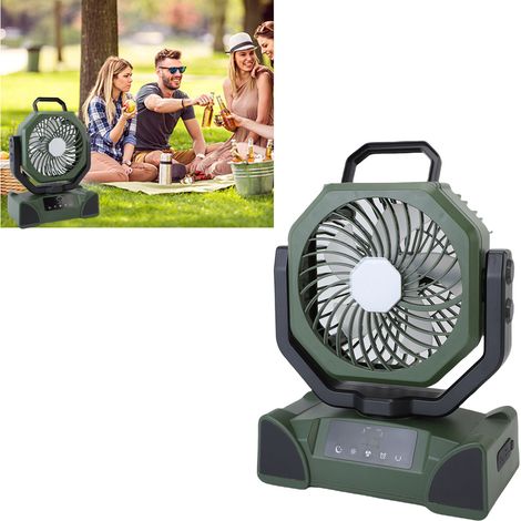 Ventilador portátil recargable con luz LED, ABS verde F14 - 20000 mAh, control táctil y remoto, 5 velocidades, temporizador de 1/2/4/8 horas. (1/5)