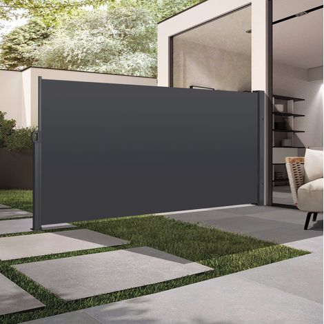 Tenda laterale retrattile 160 x 300 cm, frangivista e frangivento, grigio scuro OKMYHOME (1/5)