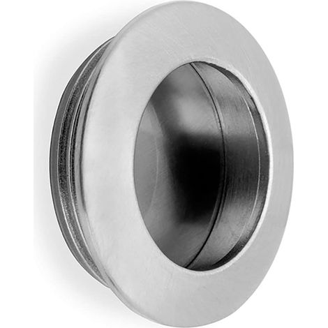 Poignee ronde encastrable Ø41mm pour meuble, poignée cuvette pour tiroirs et armoires, finition satiné, Set de 10 (1/4)